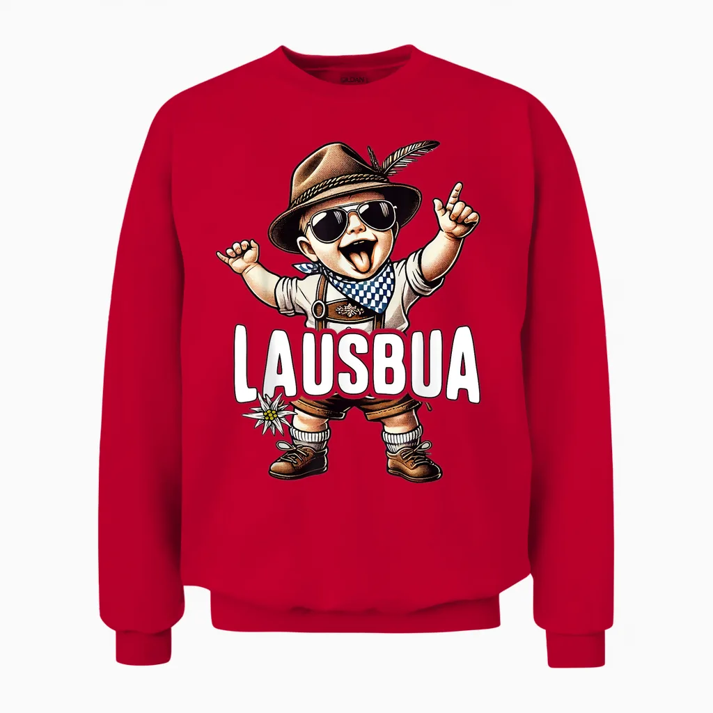 Lausbua T-Shirt Children's Costume Shirt Men's Boys Costume T-Shirt, Black, S Unisex Sweatshirt in Red