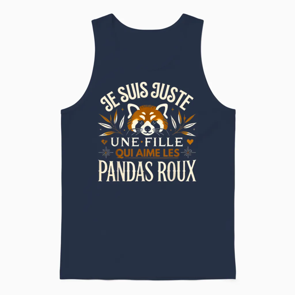 Red Panda Girl Red Panda T-Shirt, Black, S Unisex Tank Top in Navy