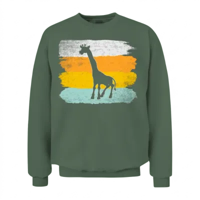 Giraffe Retro Unisex Sweatshirt - Military Green