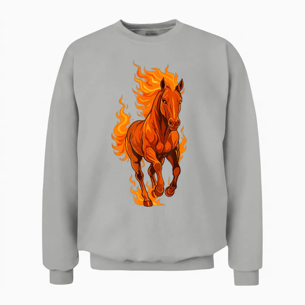 Fire Horse Chinese New Year 2026 Moon Star Sign Festival Unisex Sweatshirt in Ash