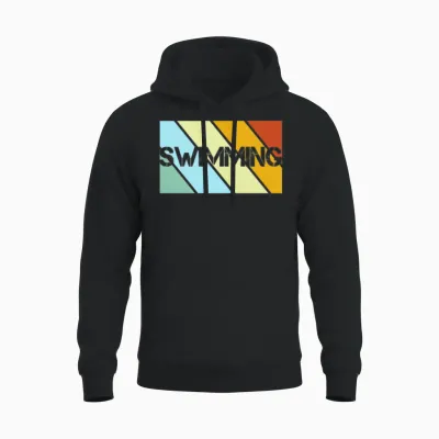 Swimming Retro Unisex Hoodie - Black