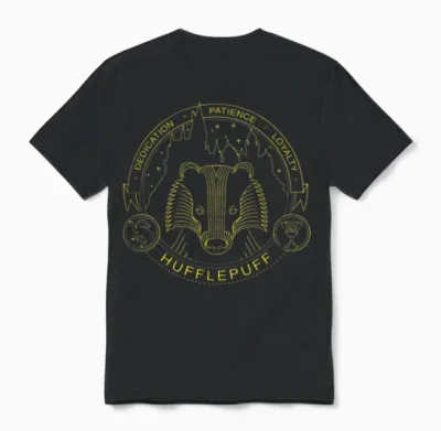 Harry Potter Hufflepuff Coat of Arms Unisex T-Shirt - Black