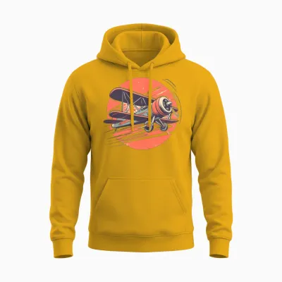 Retro Vintage Red Biplane Unisex Hoodie - Gold