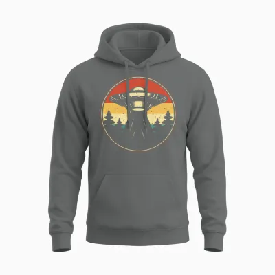 Ufo Alien Vintage Retro Unisex Hoodie - Graphite Heather