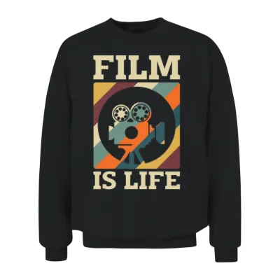Filmmaking Film Is Life Retro Director Filmmaker Unisex Sweatshirt - Black
