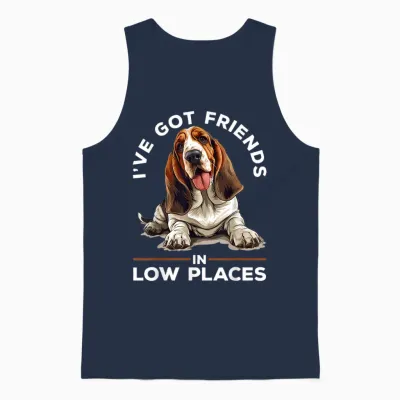 Basset Hound Dog Breed I've Got Friends in Low Places Unisex Tank Top - Navy