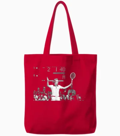 Wimbledon Tennis 1977 John Mcenroe Complains to T-Shirt, Black, S Tote Bags - Red