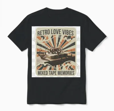 Vintage Love Music Unisex T-Shirt - Black