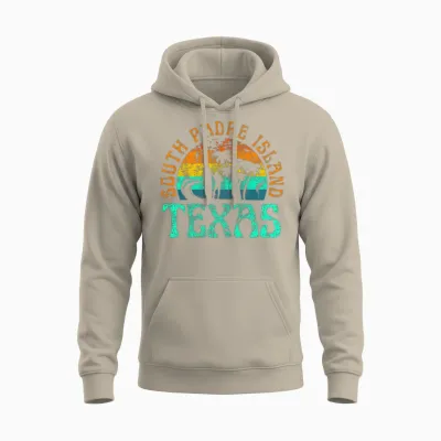 South Padre Island Texas Beach Surfer Girl Retro Unisex Hoodie - Sand