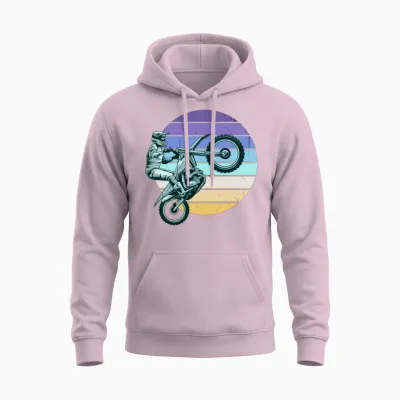 Motorcycle Bike Retro Sun Unisex Hoodie - Light Pink