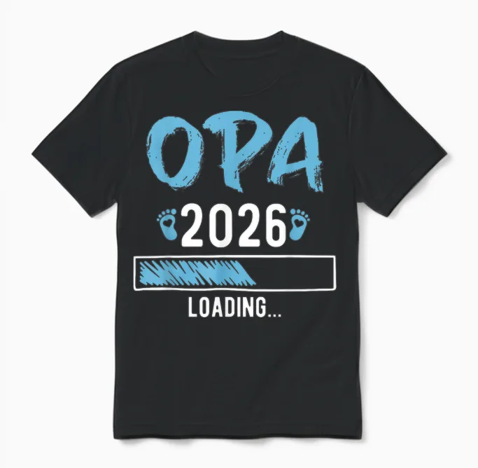 Herren Ich Werde Opa 2026 Loading Grandpa 2026 Unisex T-Shirt in Black