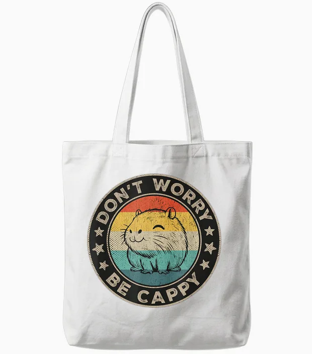 Dont Worry Be Cappy Damen Wasserschwein Herren Capybara Tote Bags in White