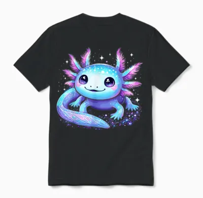 Cute Axolotl Galaxy Rainbow Colourful Axolotl T-Shirt, Black, S Unisex T-Shirt - Black