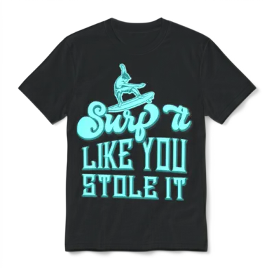 Surfer Retro Surfing Unisex T-Shirt - Black