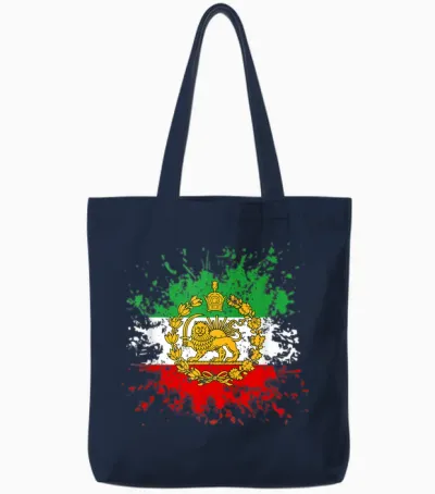 Iran Lion Sun Flag Iran Persian Shir O Khorshid Tote Bags - Navy