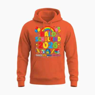Bald Schulkind 2026 Kita Abgänger Kinder Unisex Hoodie - Orange