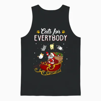 Cats for Everybody Men Kids Women Ugly Christmas Cat Unisex Tank Top - Black