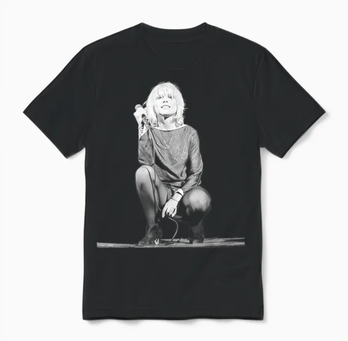 Debbie Harry Singer of Blondie on Stage by Virginia Turbett Unisex T-Shirt in Black