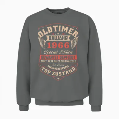 60. Geburtstag 60 Jahre 1966 Vintage Deko Lustig Geschenk Unisex Sweatshirt - Graphite Heather