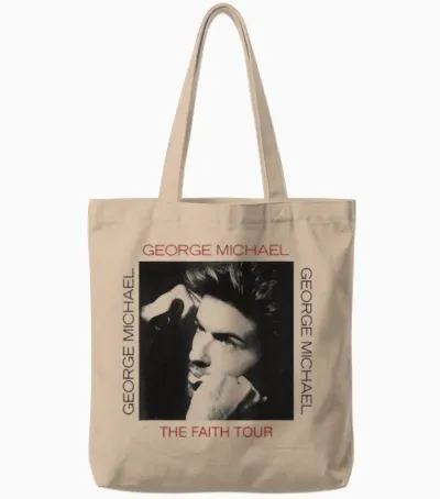 Portrait of George Michael Faith Tour, Graphic Tote Bags - Natural