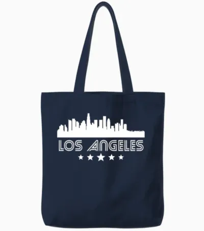 Retro Los Angeles Skyline Tote Bags - Navy