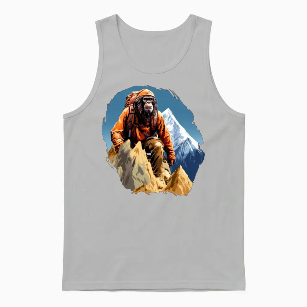 Monkey Mountaineer / Hiking Monkey Unisex Tank Top in Ash