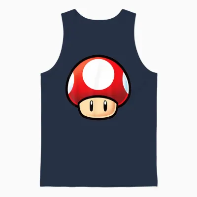 Super Mario Red Mushroom Big Face Unisex Tank Top - Navy