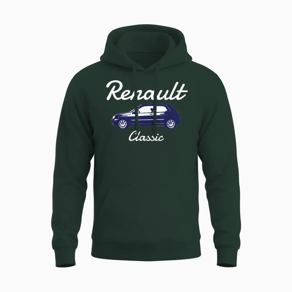 Renault Clio Car Classic Hatchback Unisex Hoodie in Forest