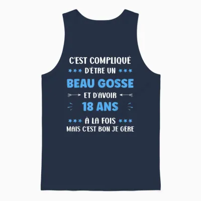 Beau Gosse 18 Years Teen Funny Man Birthday 18 Years Unisex Tank Top - Navy