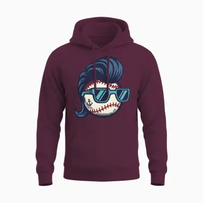 Retro Baseball Rockstar Unisex Hoodie - Maroon