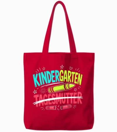 Hallo Kindergarten Tschüss Tagesmutter Kindergartenkind Tote Bags - Red