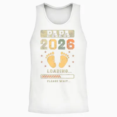 Papa 2026 Loading, Baby Announcement, Expecting Dad Unisex Tank Top - White
