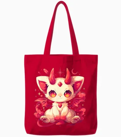 Yami Kawaii Devil Cat Creepy Cute Pastel Goth Japanese Tote Bags - Red