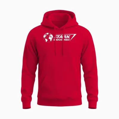 Marvel Iron Man Stark Industries Logo White Unisex Hoodie - Red
