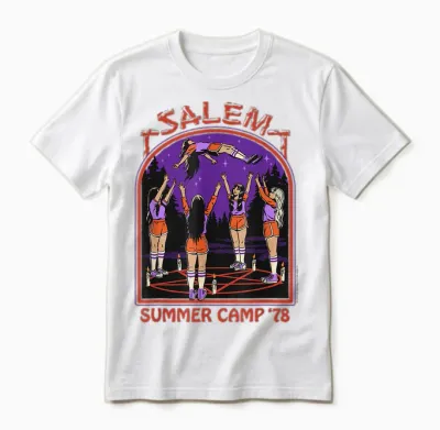 Salem Summer Camp Witch Sarcastic Retro Funny Adult Humour Unisex T-Shirt - White