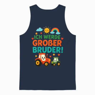 Kinder Ich Werde Großer Bruder 2026 Traktor Bauernhof Kinder Unisex Tank Top - Navy