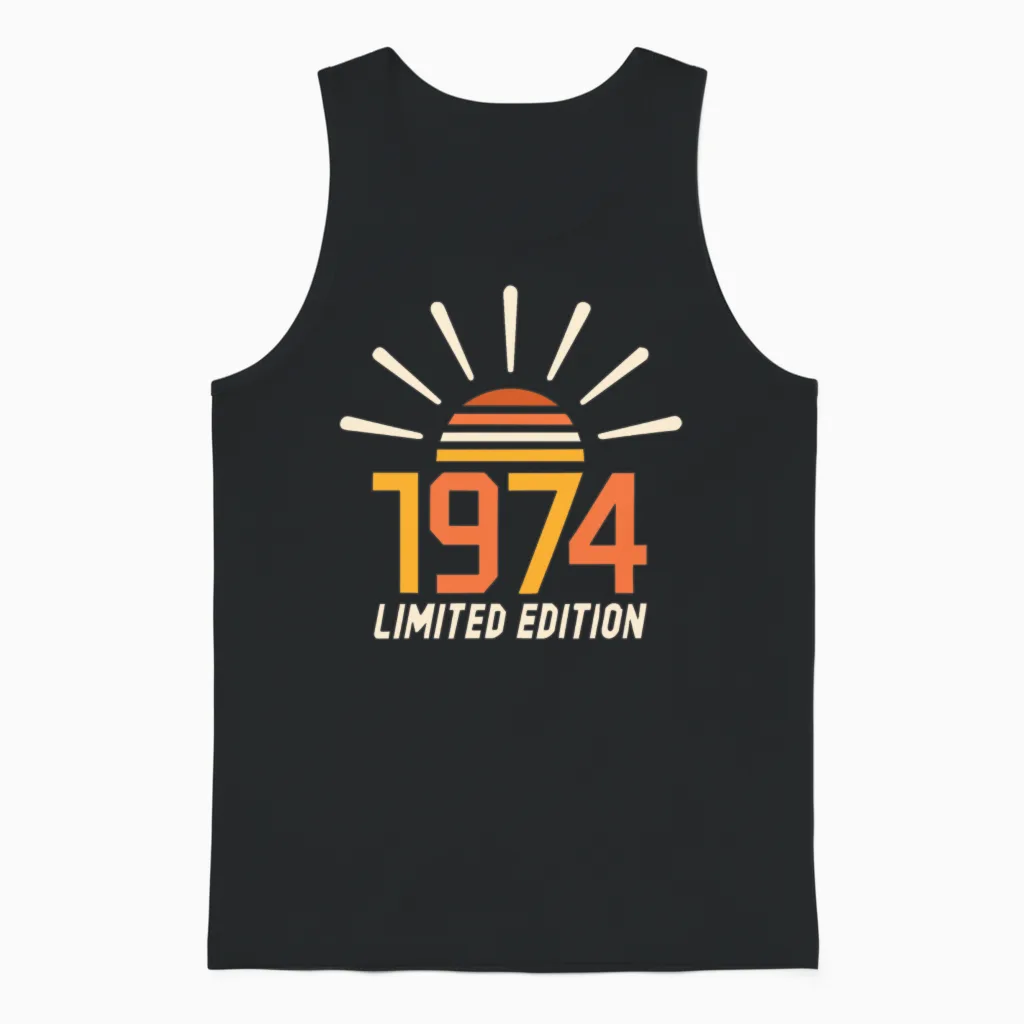 50th Birthday Vintage 1974 Limited Edition Gift Unisex Tank Top in Black