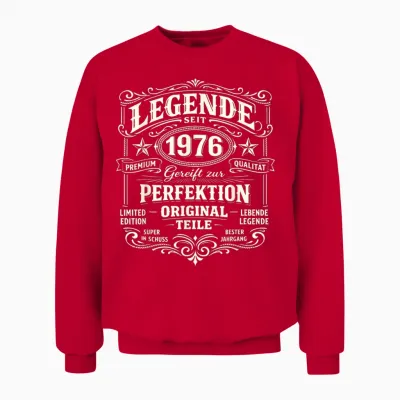 50th Birthday Man Woman 50 Years Decoration 1976 Gift Funny Unisex Sweatshirt - Red