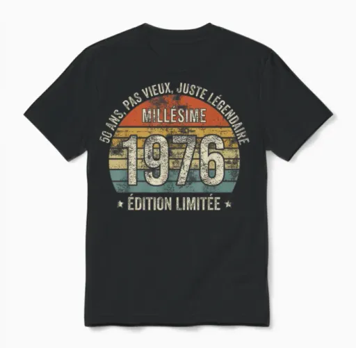 50 Years Funny Vintage 1976 Limited Edition Gift 50 Years Unisex T-Shirt in Black