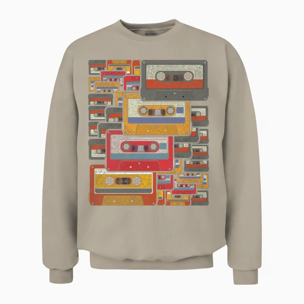 Retro Cassette Unisex Sweatshirt in Sand
