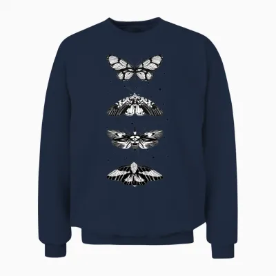 Celestial Moth Collection(white) Unisex Sweatshirt - Navy