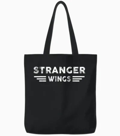 Funny Stranger Wings Tote Bags - Black