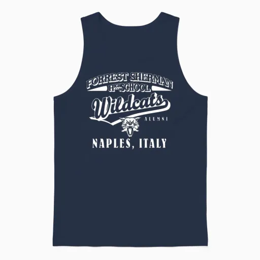 Forrest Sherman High School Naples Italy Wildcats Unisex Tank Top in Navy