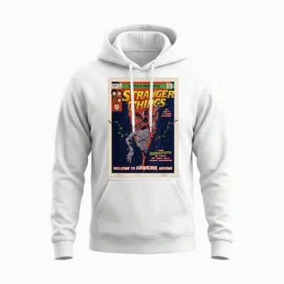 Stranger Things Welcome to Hawkins Comic Cover Unisex Hoodie - White