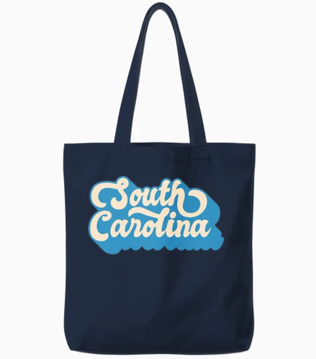 South Carolina Retro Tote Bags in Navy