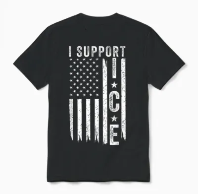 I Support Ice, Immigration Officers American Unisex T-Shirt - Black