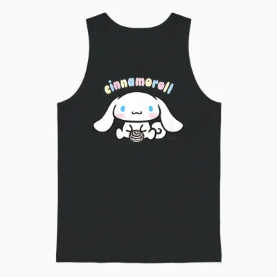 Hello Kitty Cinnamoroll Sweet Cake Pose Love Classic Friends Unisex Tank Top - Black