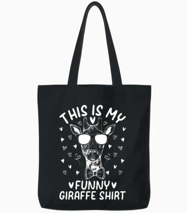 This Is My Funny Giraffe Shirt - Funny Giraffe Tote Bags in Black