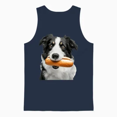 Border Collie Unisex Tank Top - Navy