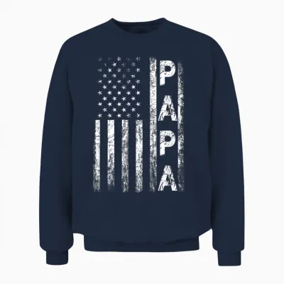 Papa Vintage American Flag Father's Day 4th of July Grandpa Unisex Sweatshirt - Navy